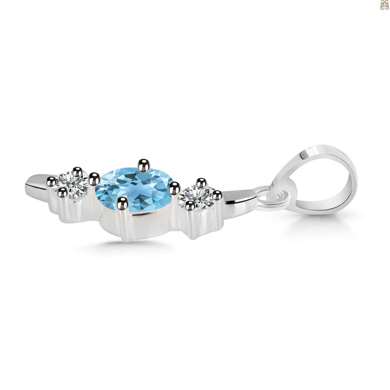 Blue Topaz & White Topaz Alphabet I Pendant