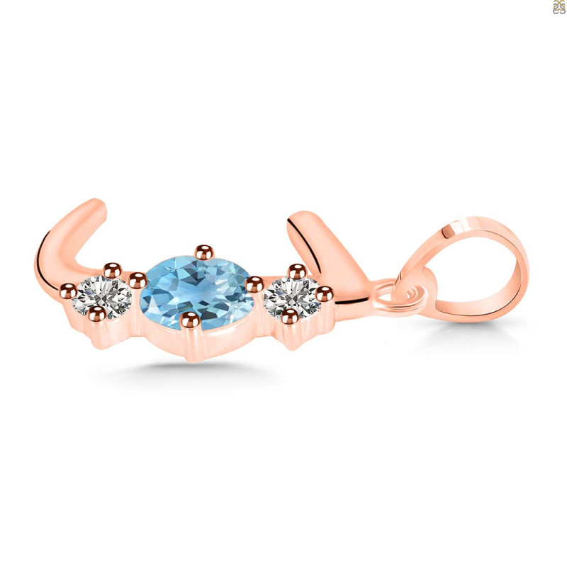 Blue Topaz & White Topaz Alphabet J Pendant BTZ-RDA-62.