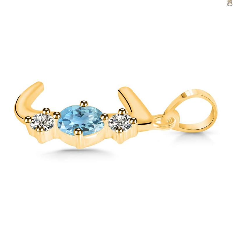 Blue Topaz & White Topaz Alphabet J Pendant BTZ-RDA-62.