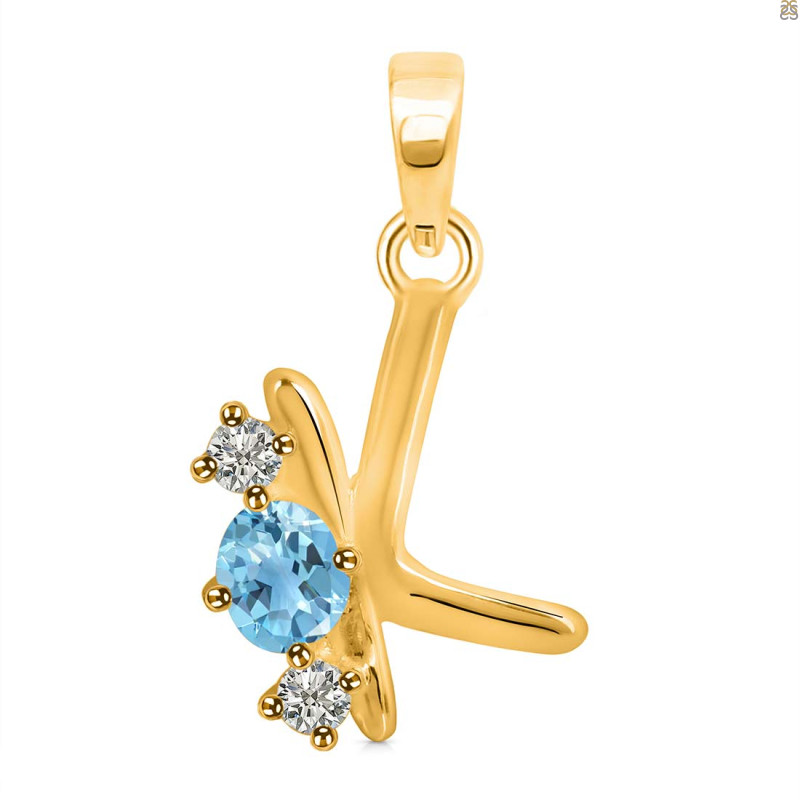 Blue Topaz & White Topaz Alphabet K Pendant BTZ-RDA-63.