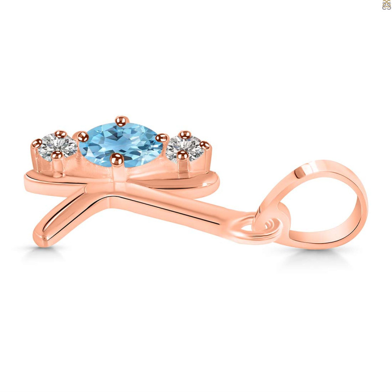 Blue Topaz & White Topaz Alphabet K Pendant BTZ-RDA-63.