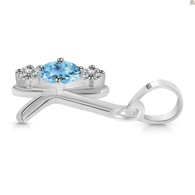 Blue Topaz & White Topaz Alphabet K Pendant