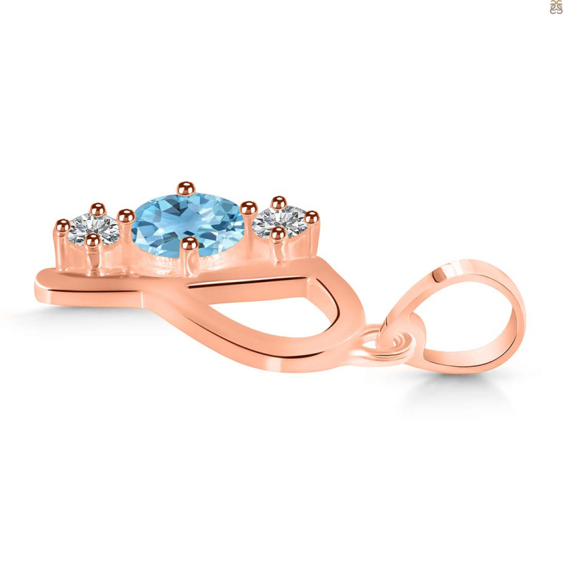 Blue Topaz & White Topaz Alphabet P Pendant BTZ-RDA-68.
