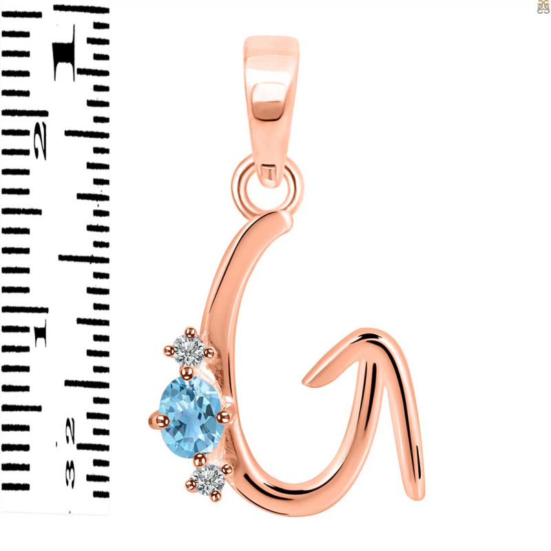 Blue Topaz & White Topaz Alphabet G Pendant BTZ-RDA-7.