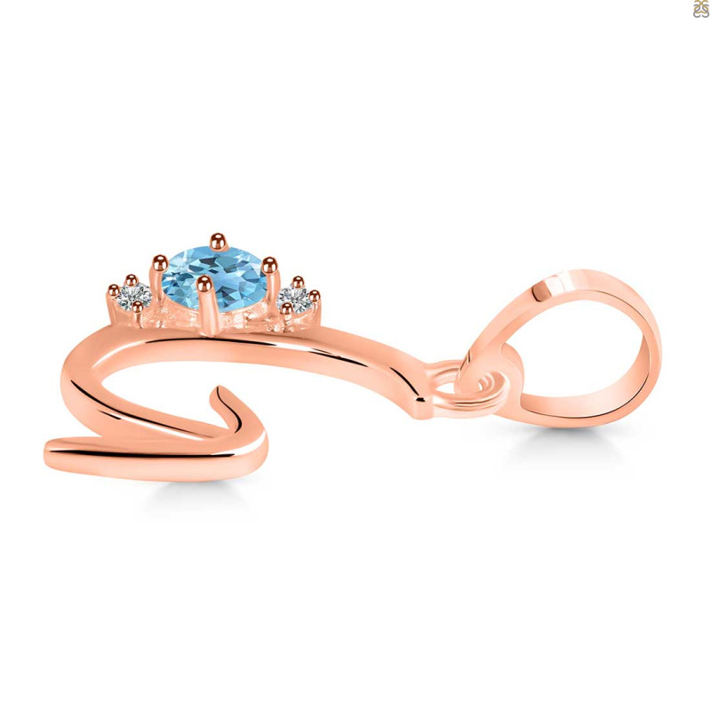 Blue Topaz & White Topaz Alphabet G Pendant BTZ-RDA-7.
