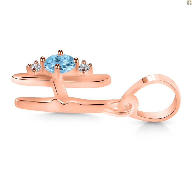 Blue Topaz & White Topaz Alphabet H Pendant BTZ-RDA-8.