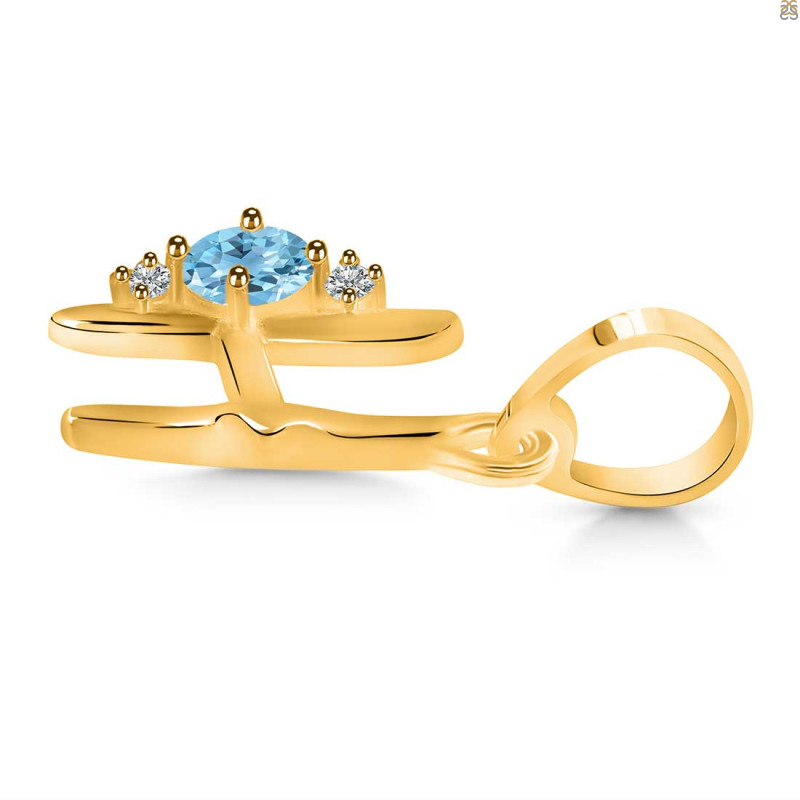 Blue Topaz & White Topaz Alphabet H Pendant BTZ-RDA-8.