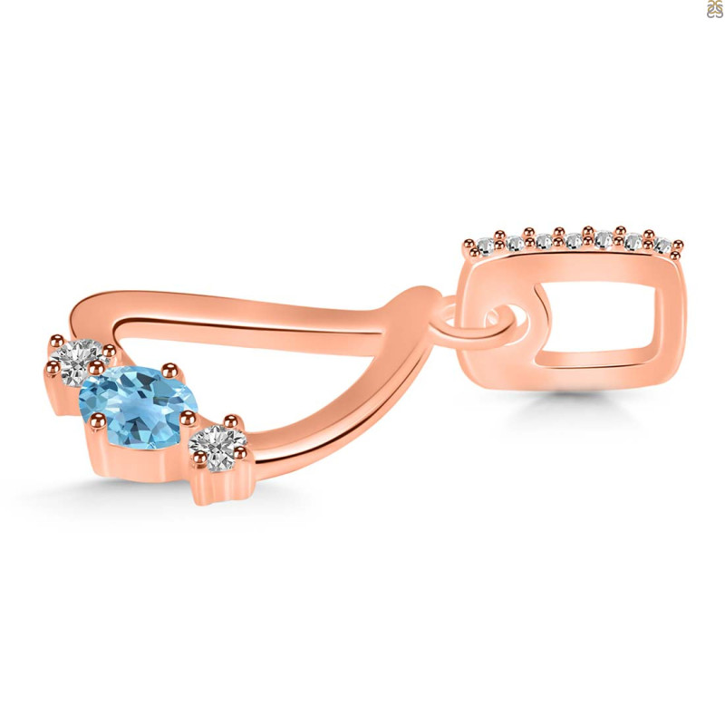 Blue Topaz & White Topaz Alphabet D Pendant BTZ-RDA-82.