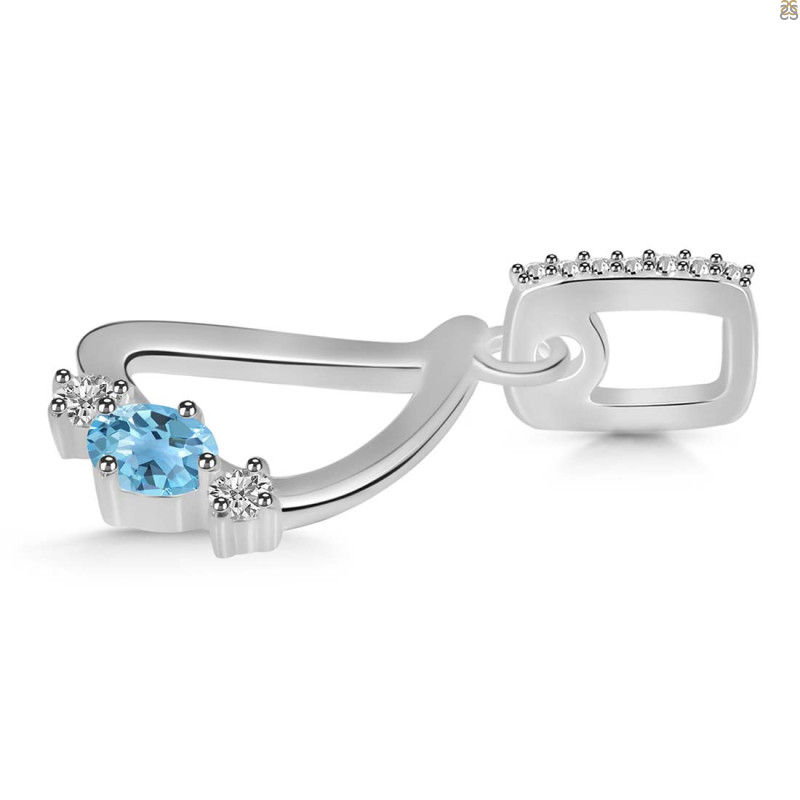 Blue Topaz & White Topaz Alphabet D Pendant