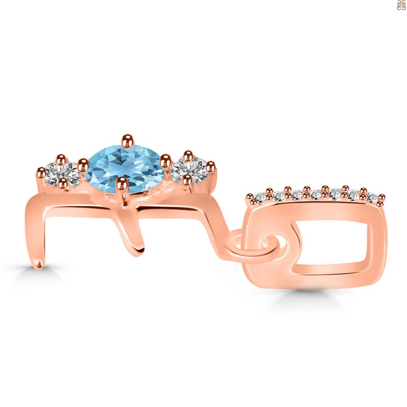 Blue Topaz & White Topaz Alphabet E Pendant BTZ-RDA-83.