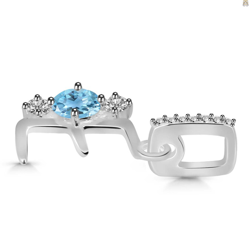 Blue Topaz & White Topaz Alphabet E Pendant