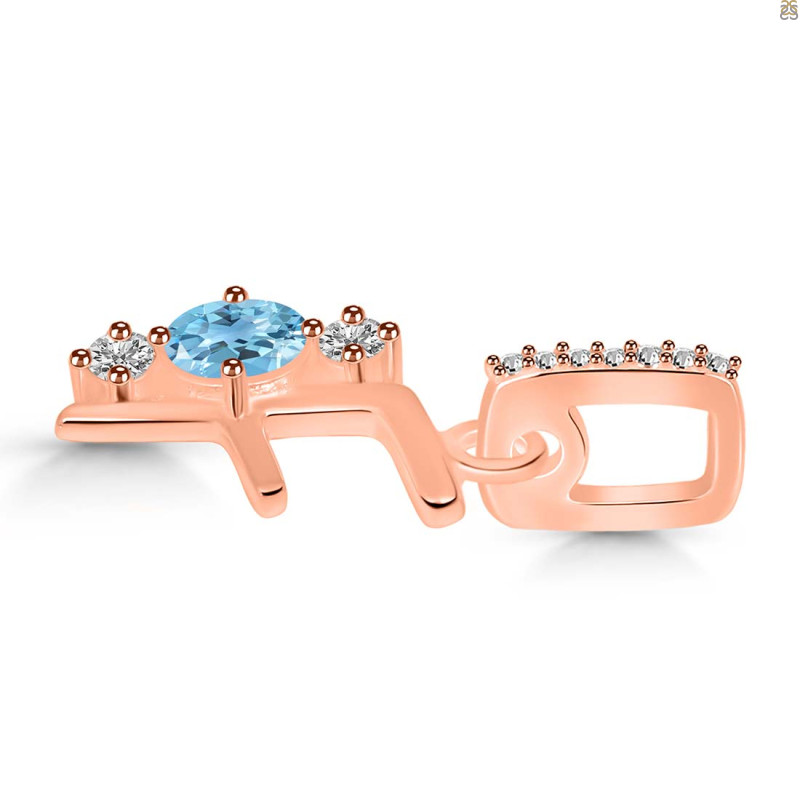 Blue Topaz & White Topaz Alphabet F Pendant BTZ-RDA-84.