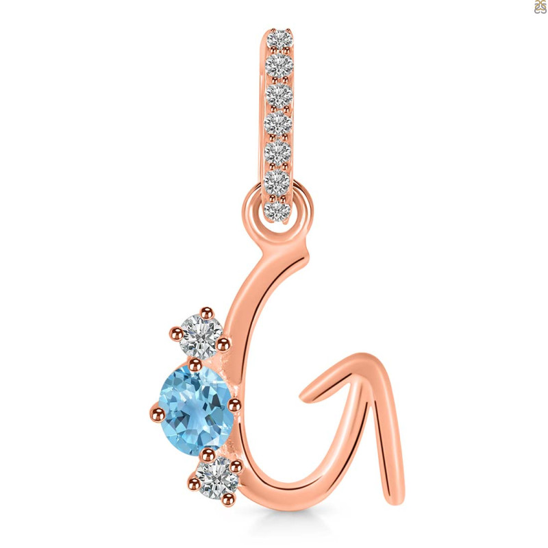 Blue Topaz & White Topaz Alphabet G Pendant BTZ-RDA-85.