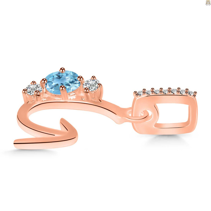 Blue Topaz & White Topaz Alphabet G Pendant BTZ-RDA-85.