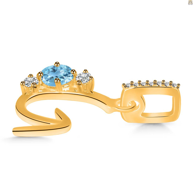Blue Topaz & White Topaz Alphabet G Pendant BTZ-RDA-85.