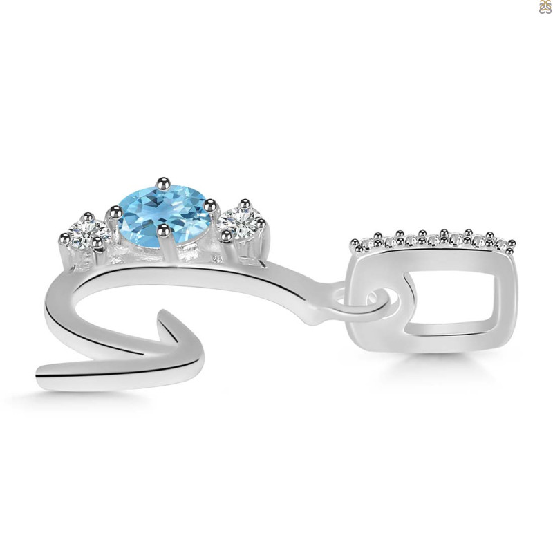 Blue Topaz & White Topaz Alphabet G Pendant