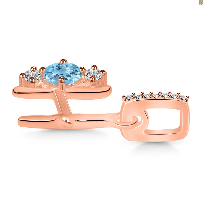 Blue Topaz & White Topaz Alphabet H Pendant BTZ-RDA-86.