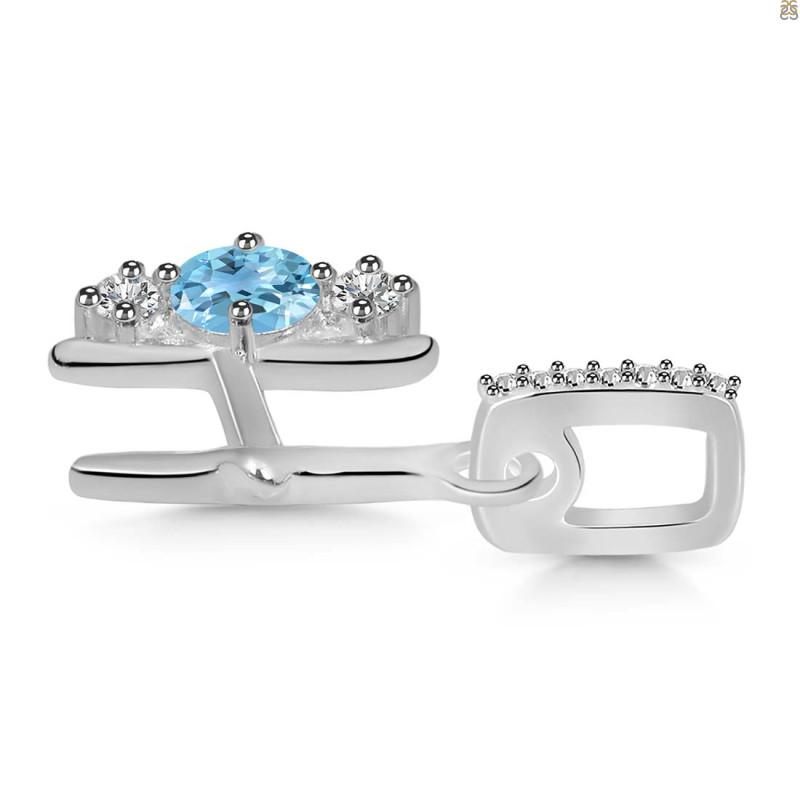 Blue Topaz & White Topaz Alphabet H Pendant