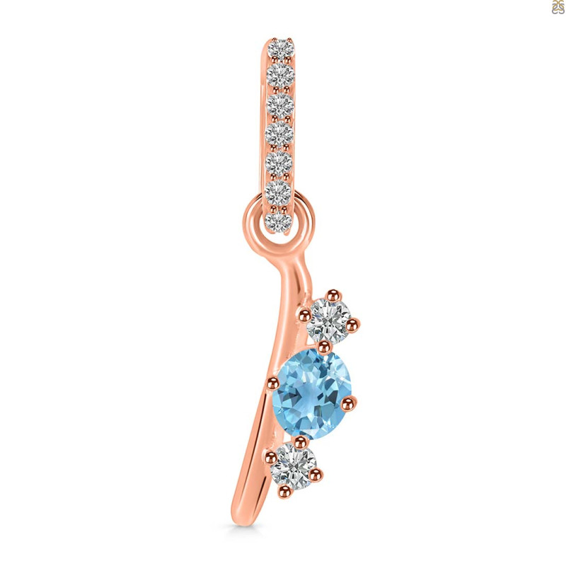 Blue Topaz & White Topaz Alphabet I Pendant BTZ-RDA-87.
