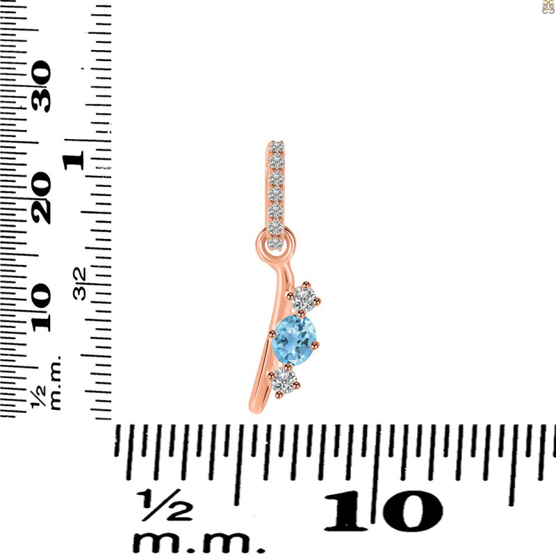 Blue Topaz & White Topaz Alphabet I Pendant BTZ-RDA-87.