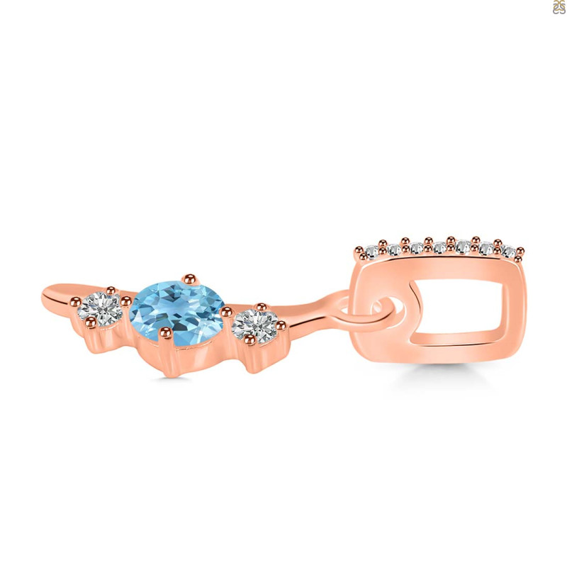 Blue Topaz & White Topaz Alphabet I Pendant BTZ-RDA-87.