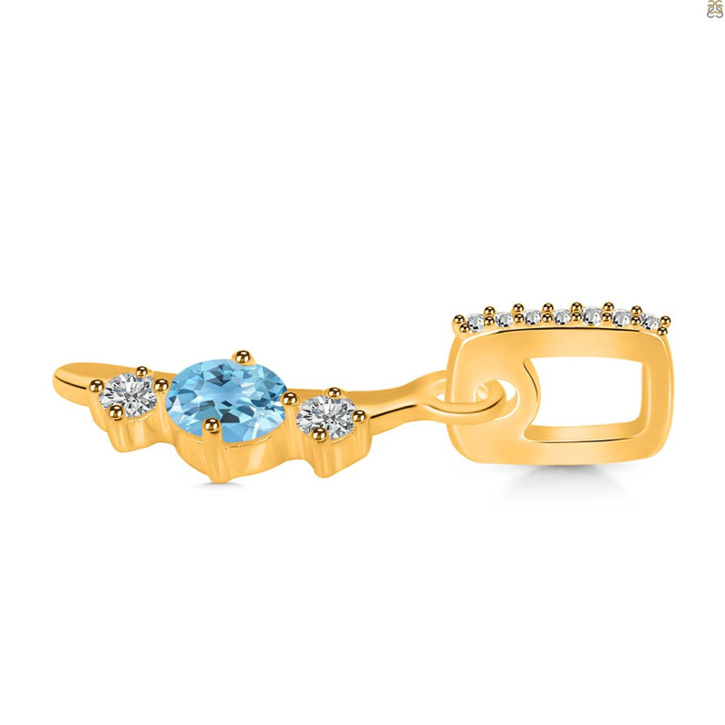 Blue Topaz & White Topaz Alphabet I Pendant BTZ-RDA-87.