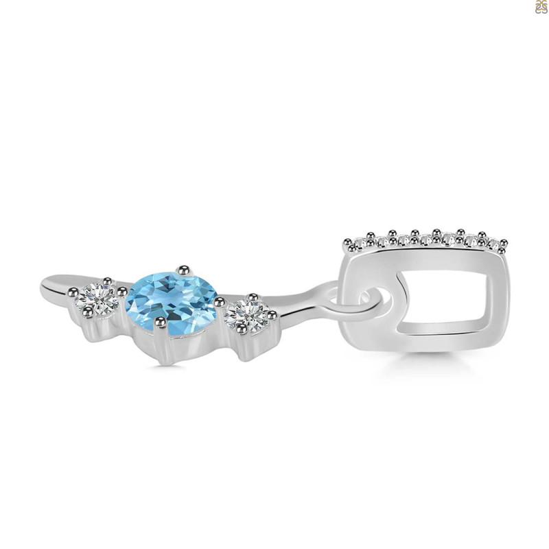 Blue Topaz & White Topaz Alphabet I Pendant