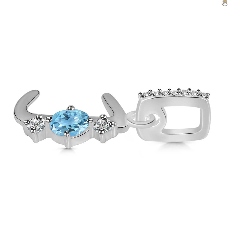 Blue Topaz & White Topaz Alphabet J Pendant