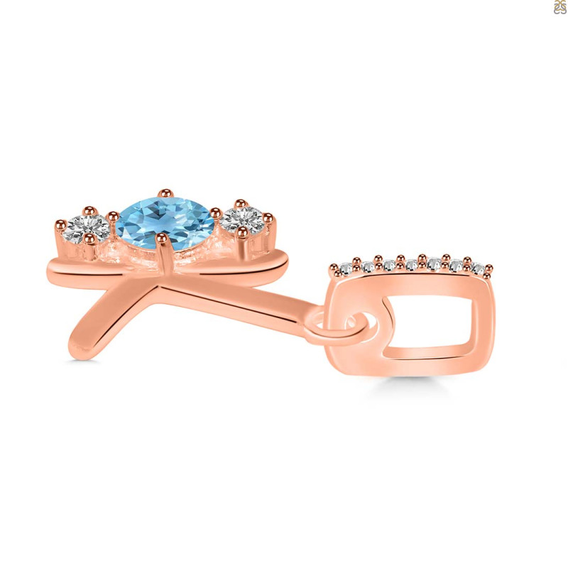 Blue Topaz & White Topaz Alphabet K Pendant BTZ-RDA-89.