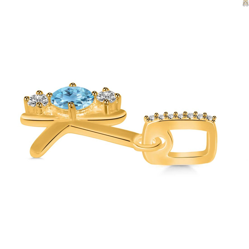Blue Topaz & White Topaz Alphabet K Pendant BTZ-RDA-89.