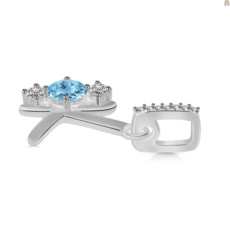 Blue Topaz & White Topaz Alphabet K Pendant BTZ-RDA-89.