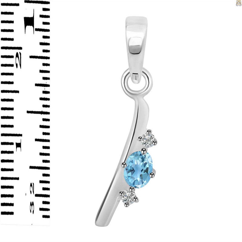 Blue Topaz & White Topaz Alphabet I Pendant BTZ-RDA-9.
