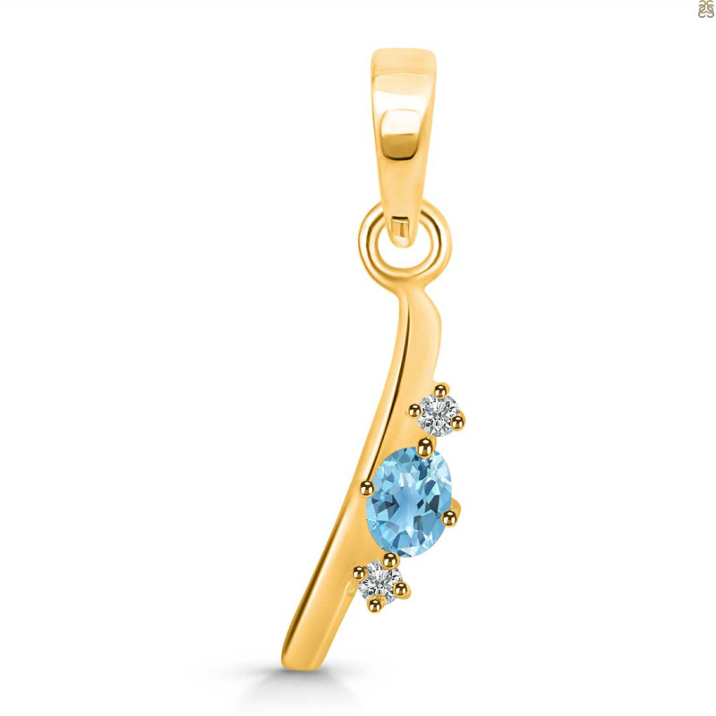 Blue Topaz & White Topaz Alphabet I Pendant BTZ-RDA-9.