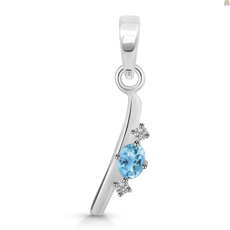 Blue Topaz & White Topaz Alphabet I Pendant BTZ-RDA-9.