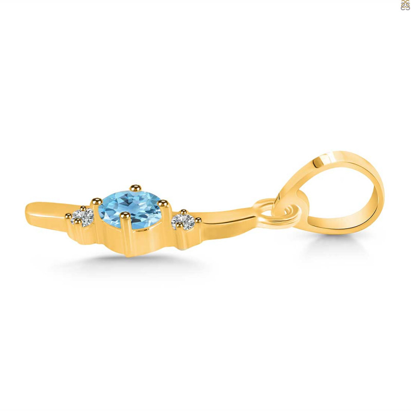 Blue Topaz & White Topaz Alphabet I Pendant BTZ-RDA-9.