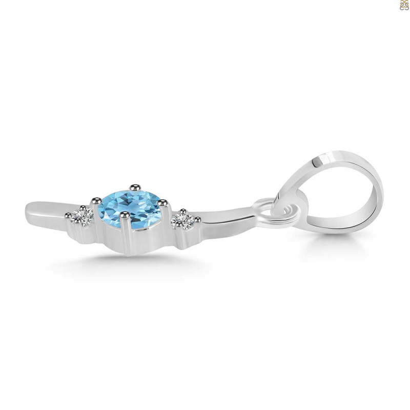 Blue Topaz & White Topaz Alphabet I Pendant