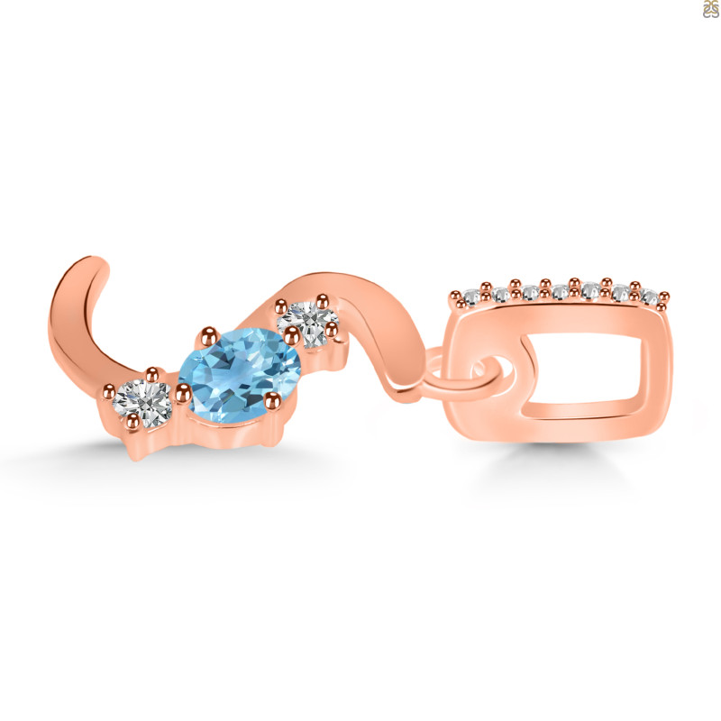 Blue Topaz & White Topaz Alphabet S Pendant BTZ-RDA-97.