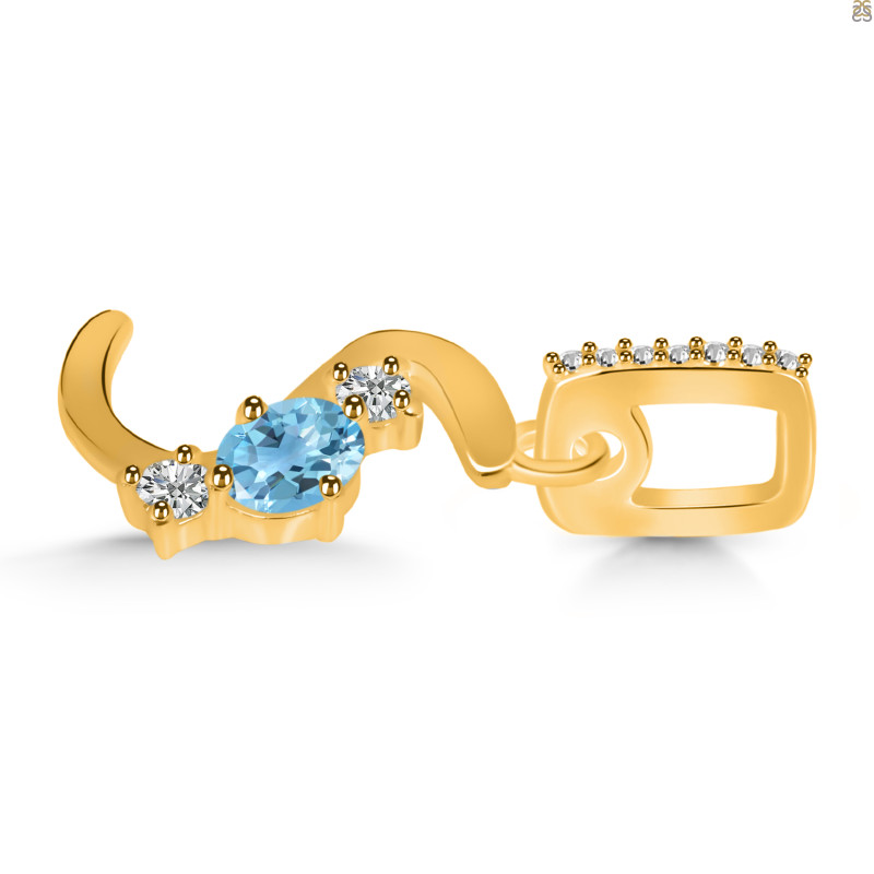 Blue Topaz & White Topaz Alphabet S Pendant BTZ-RDA-97.