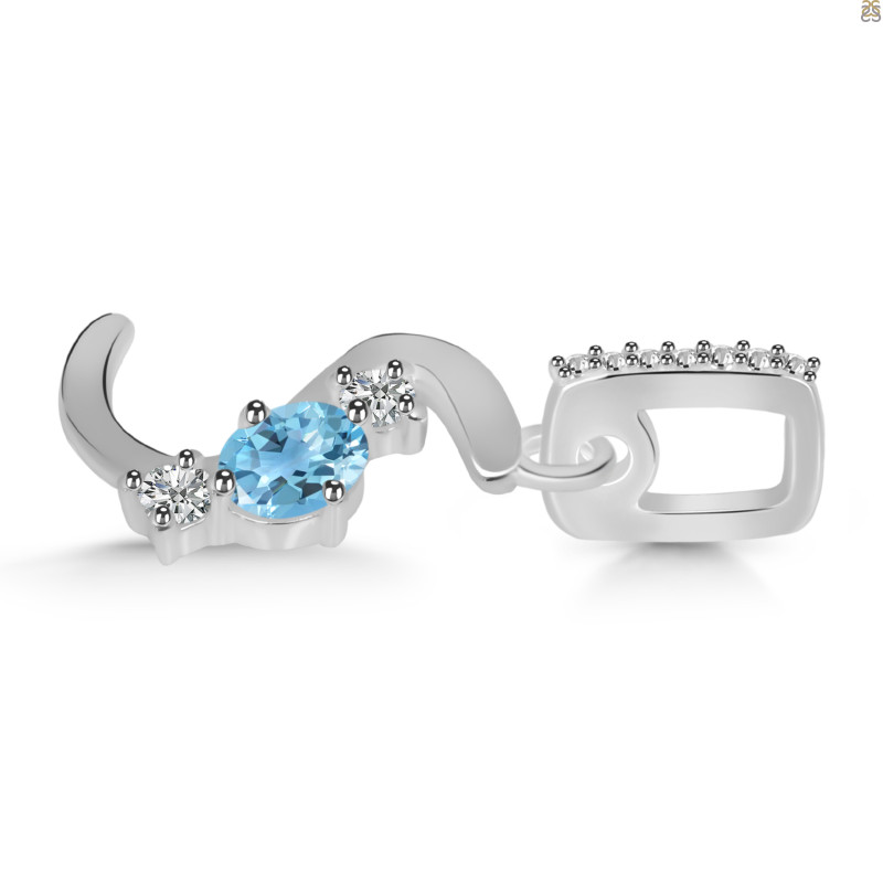 Blue Topaz & White Topaz Alphabet S Pendant
