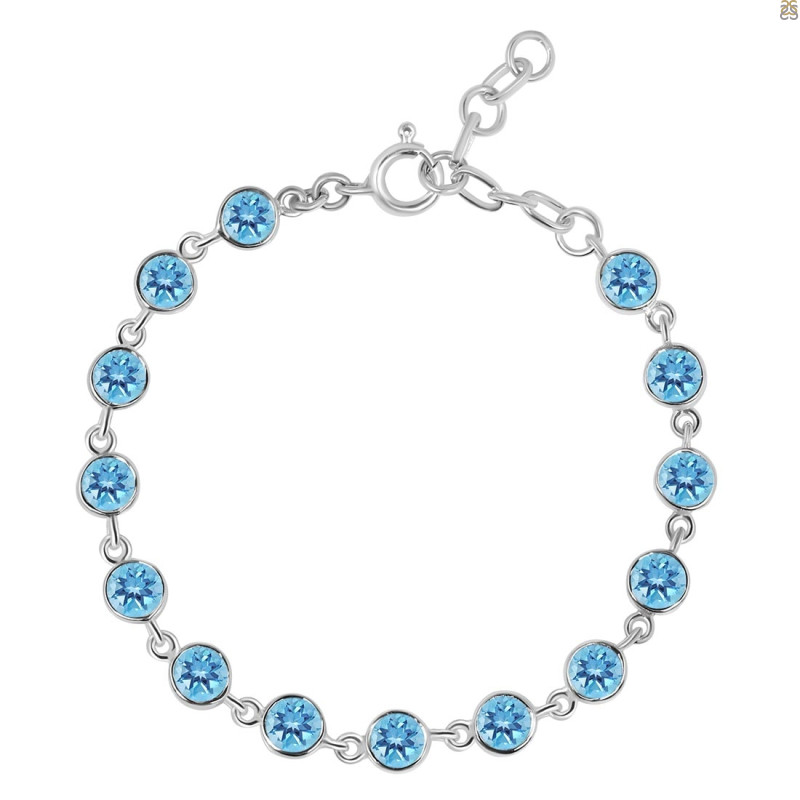 Blue Topaz Bracelet BTZ-RDB-115-CUT.