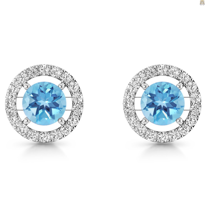 Blue Topaz & White Topaz Stud Earring BTZ-RDE-1003.