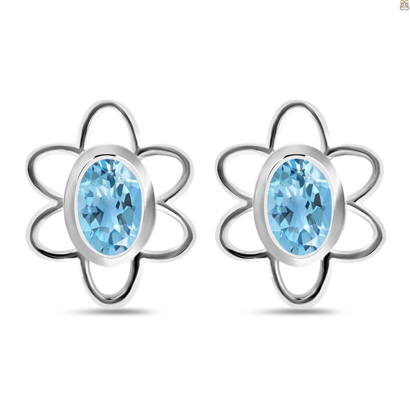 Blue Topaz Stud Earring BTZ-RDE-12.