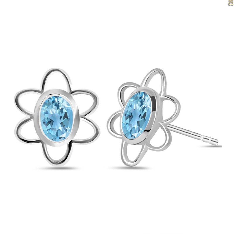 Blue Topaz Stud Earring