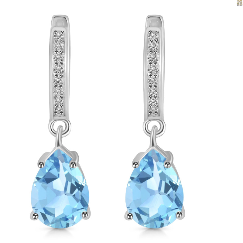 Blue Topaz & White Topaz Hoop Earring BTZ-RDE-1223.