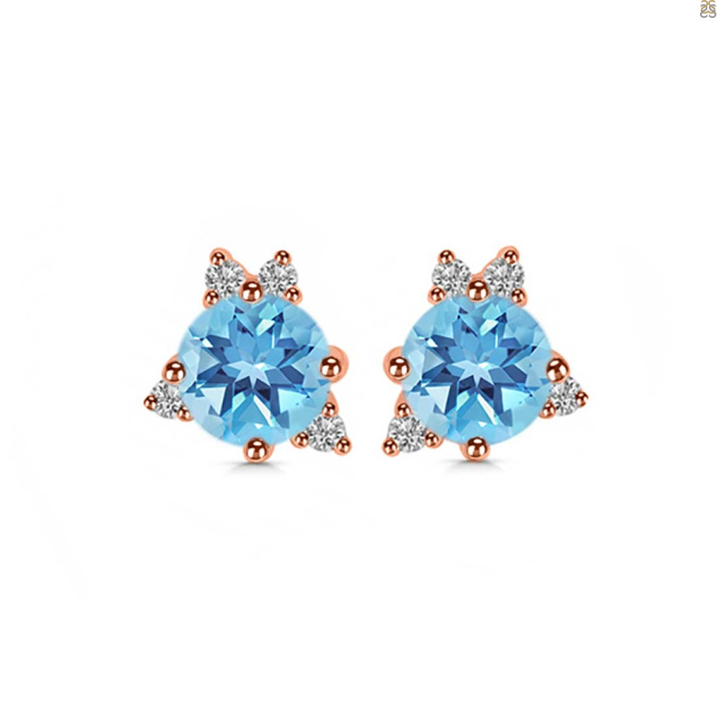 Blue Topaz & White Topaz Stud Earring BTZ-RDE-1260.