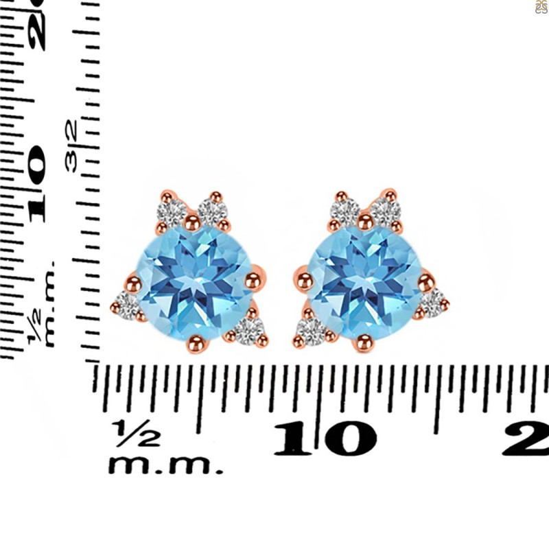 Blue Topaz & White Topaz Stud Earring BTZ-RDE-1260.