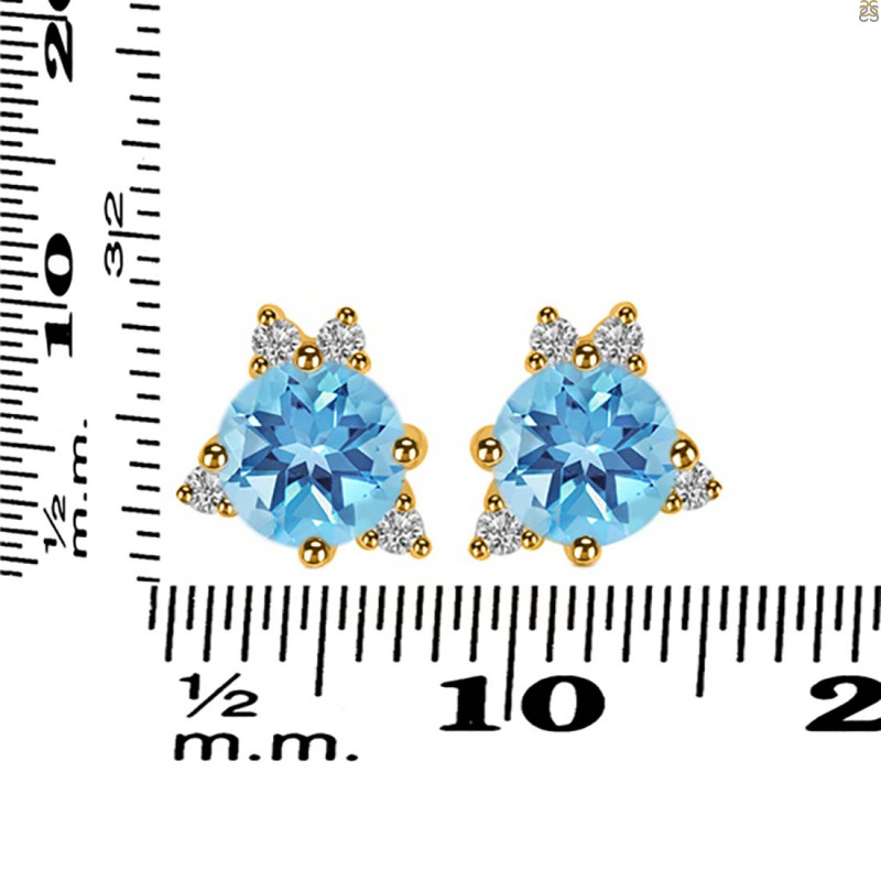 Blue Topaz & White Topaz Stud Earring BTZ-RDE-1260.