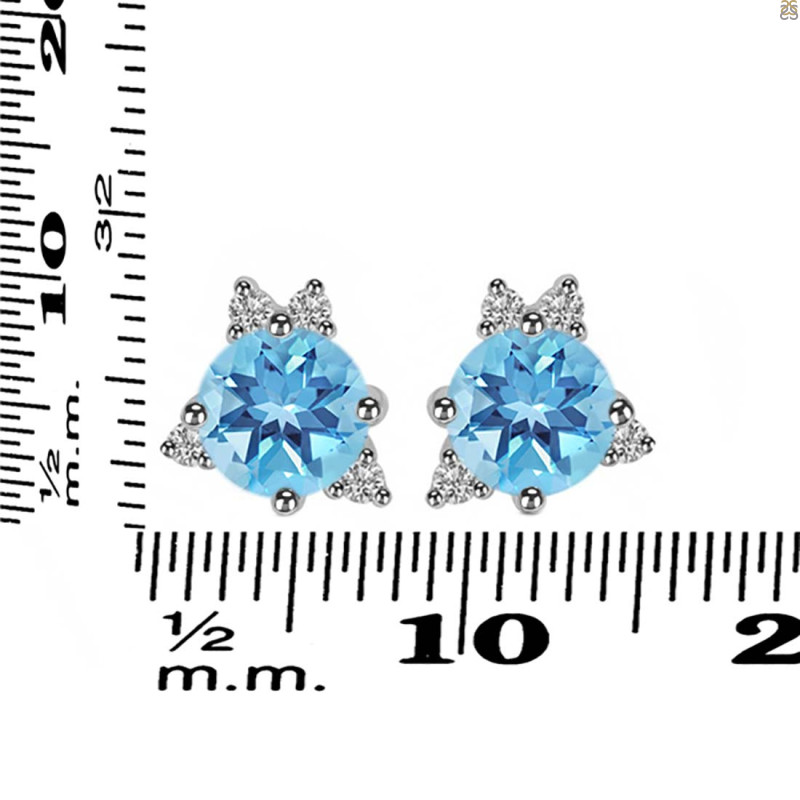 Blue Topaz & White Topaz Stud Earring BTZ-RDE-1260.