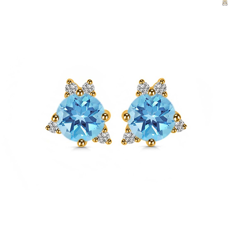 Blue Topaz & White Topaz Stud Earring BTZ-RDE-1260.