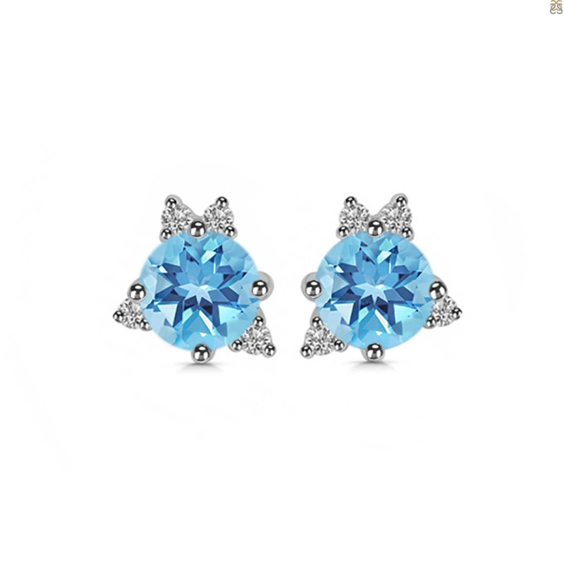 Blue Topaz & White Topaz Stud Earring BTZ-RDE-1260.